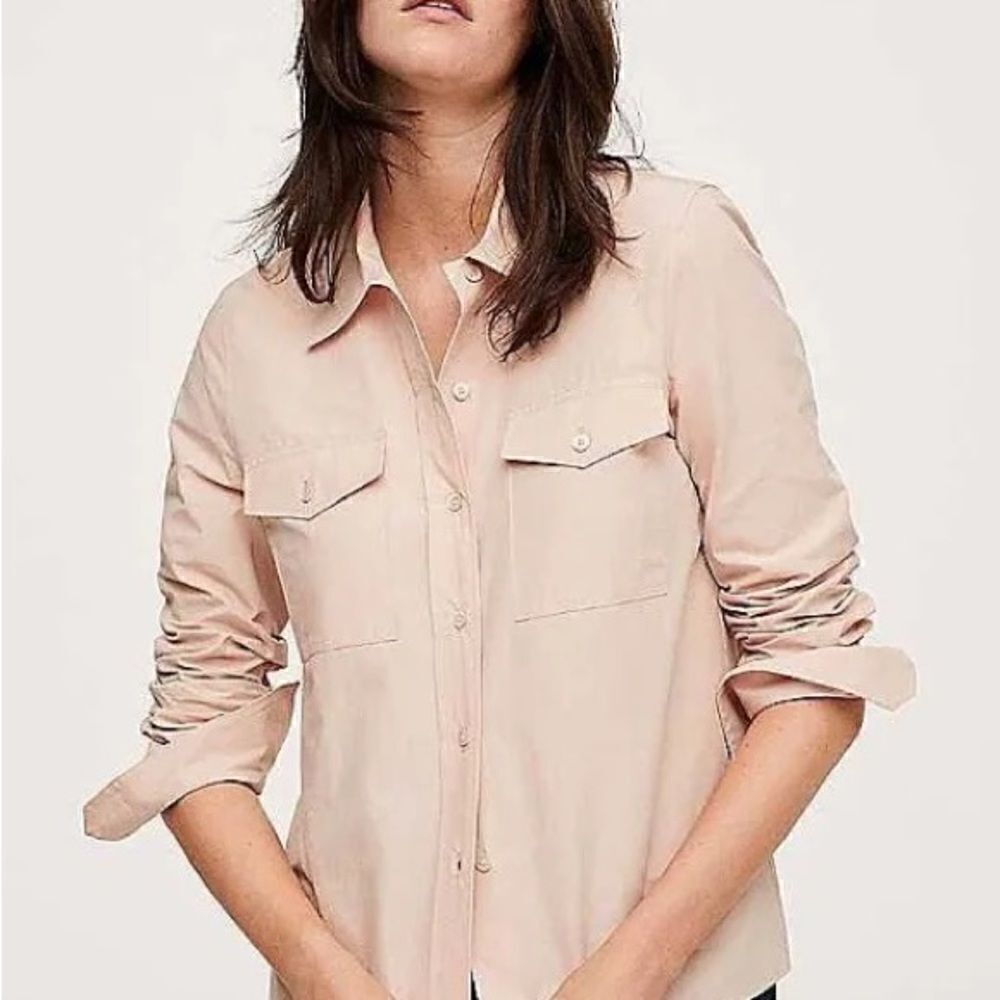 Mango Women's Chest Pocket Cotton Shirt Pink Size L